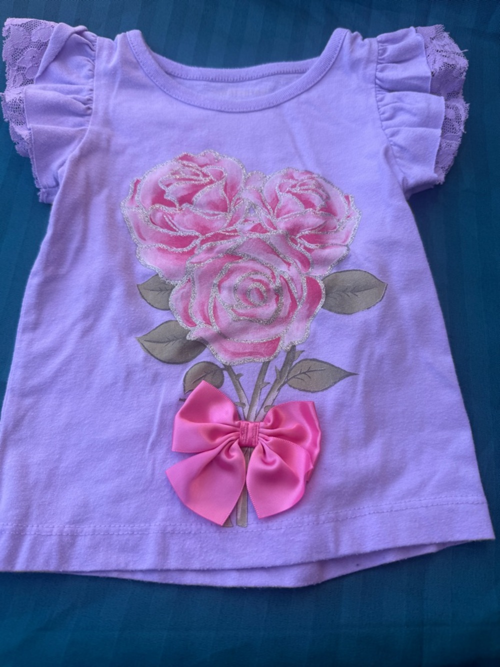 12 months Girls Lavender Floral Bow Tee 3 D ropa nina ninas A13